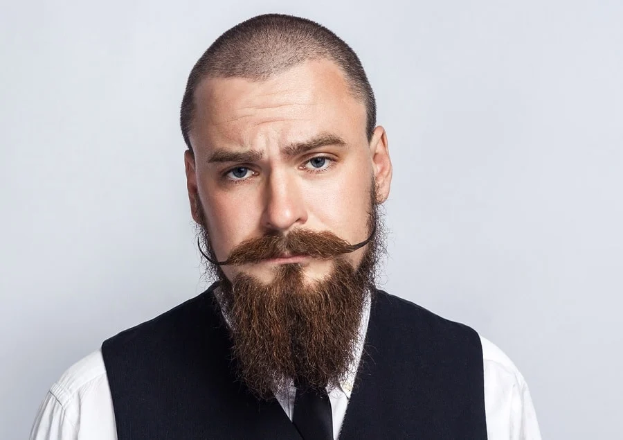 long beard with mustache for bald men