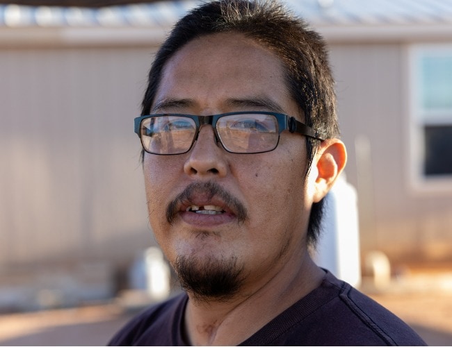 Navajo Man with Goatee and Chevron Mustache