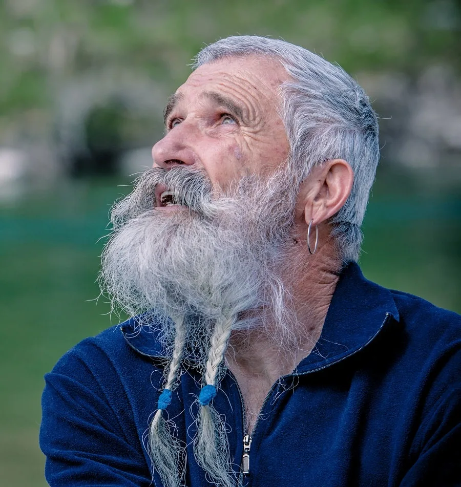 salt and pepper braided beard