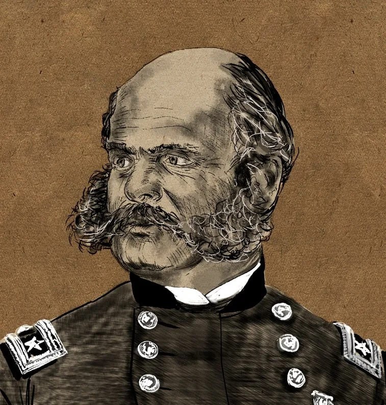 Ambrose Burnside with Mutton Chops Beard