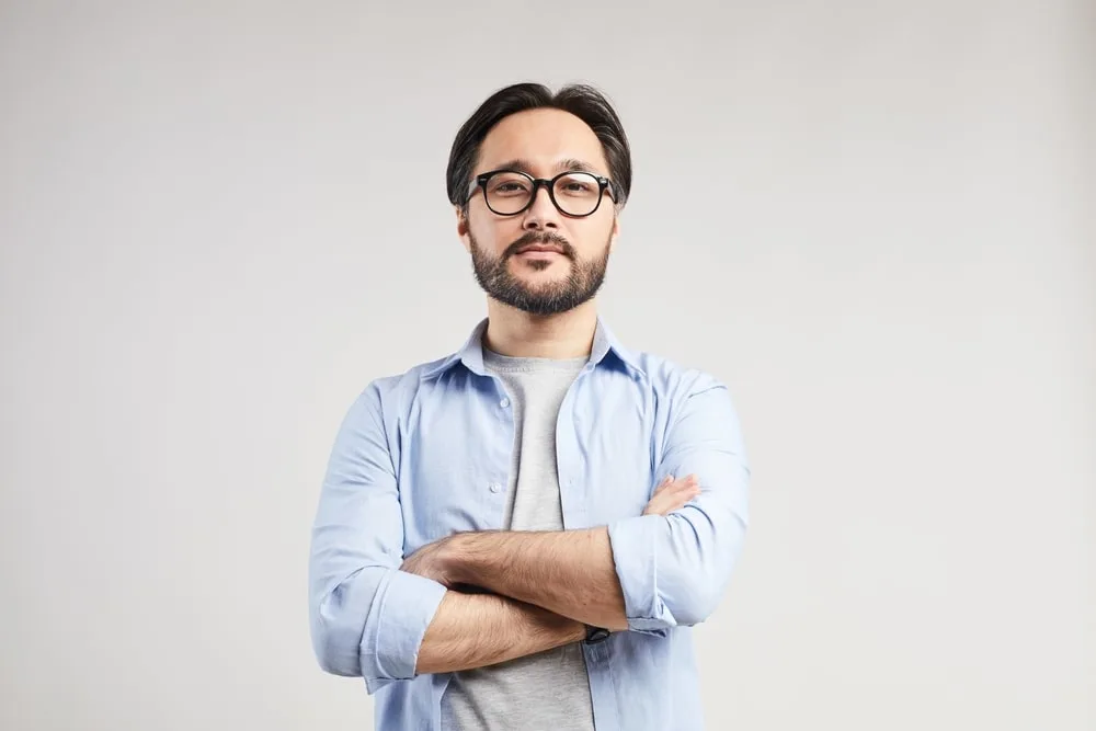 japanese man with short boxed beard