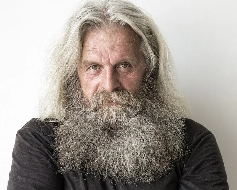 Long Grey Hair and Beard