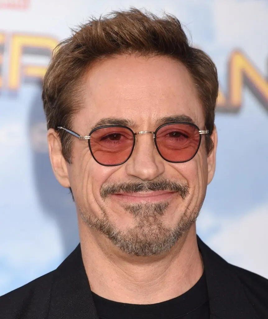Robert Downey Jr with tony stark mustache style