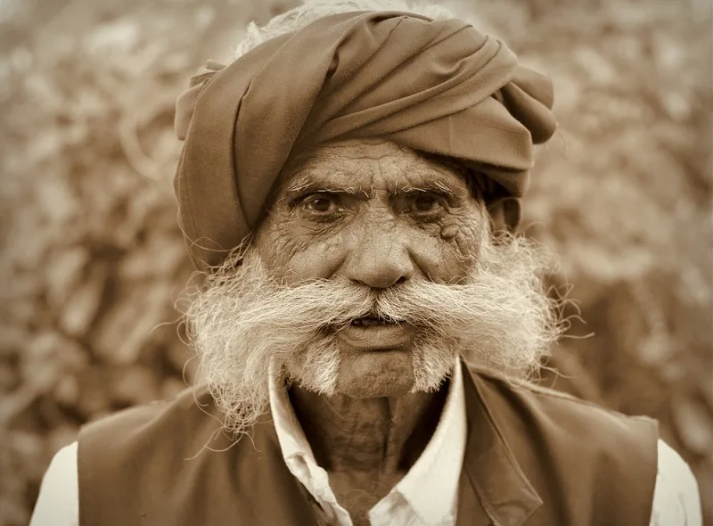 White Mutton Chops with Connected Mustache