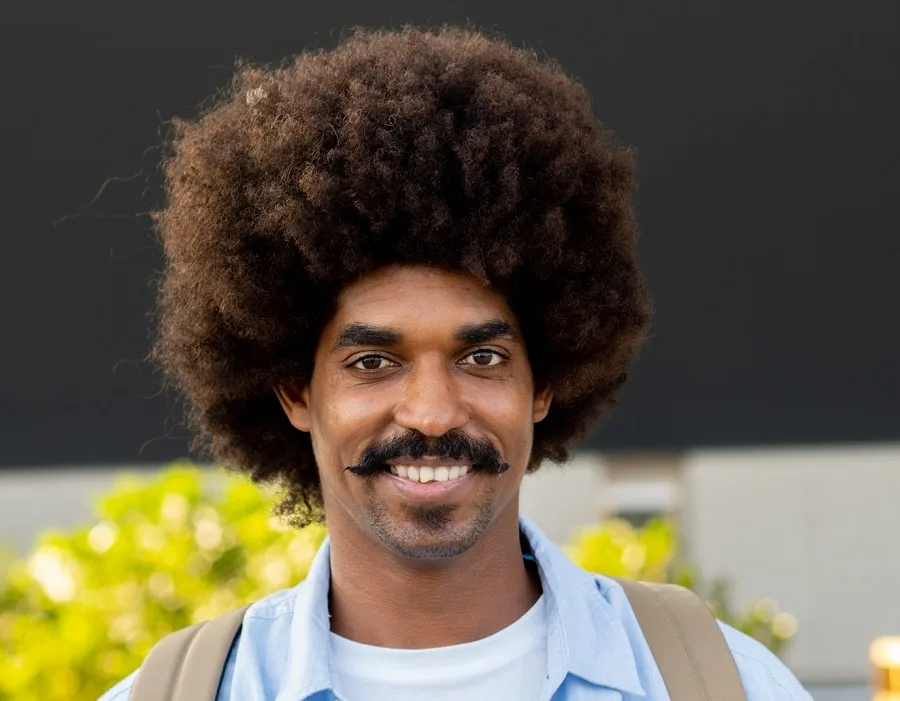 black men mustache for curly hair