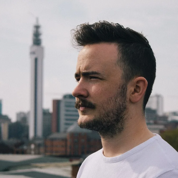 heavy stubble with short sides