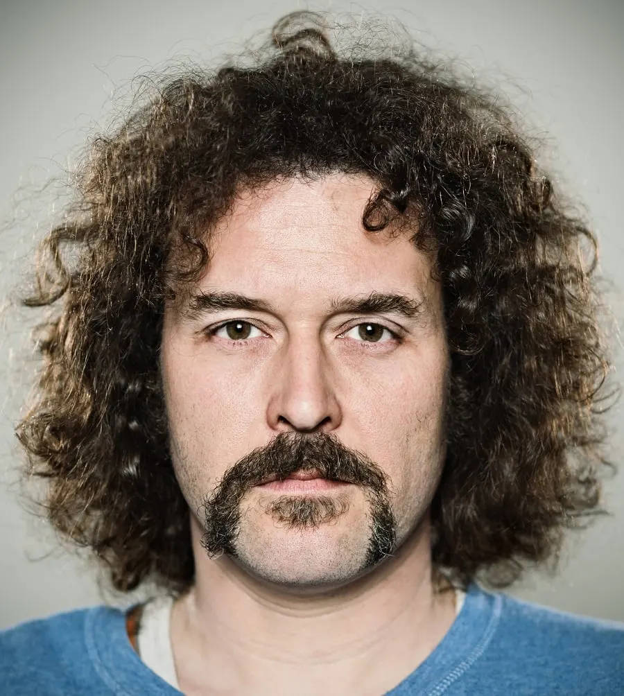 horseshoe mustache with curly hair