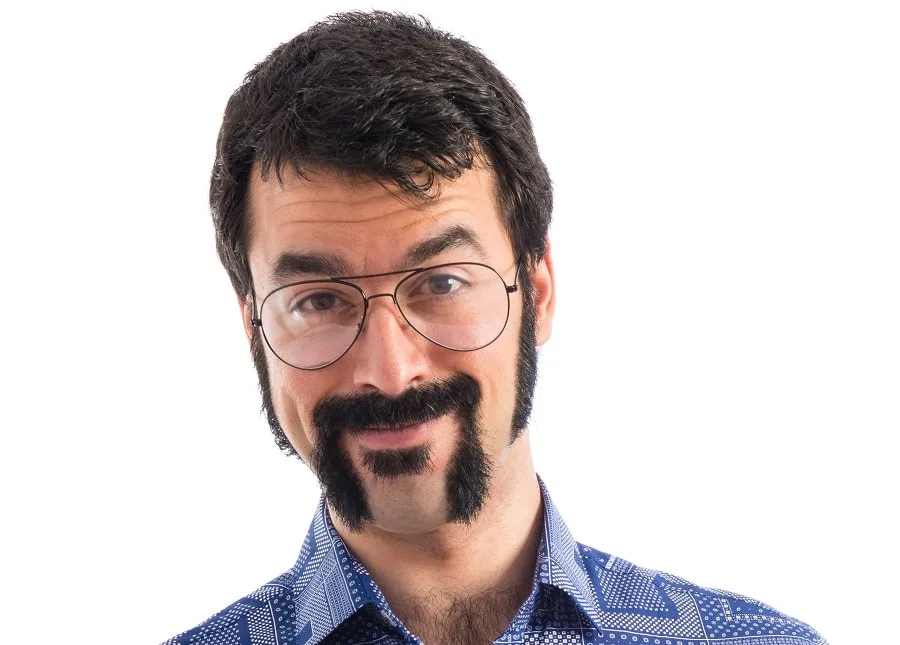 horseshoe mustache with glasses