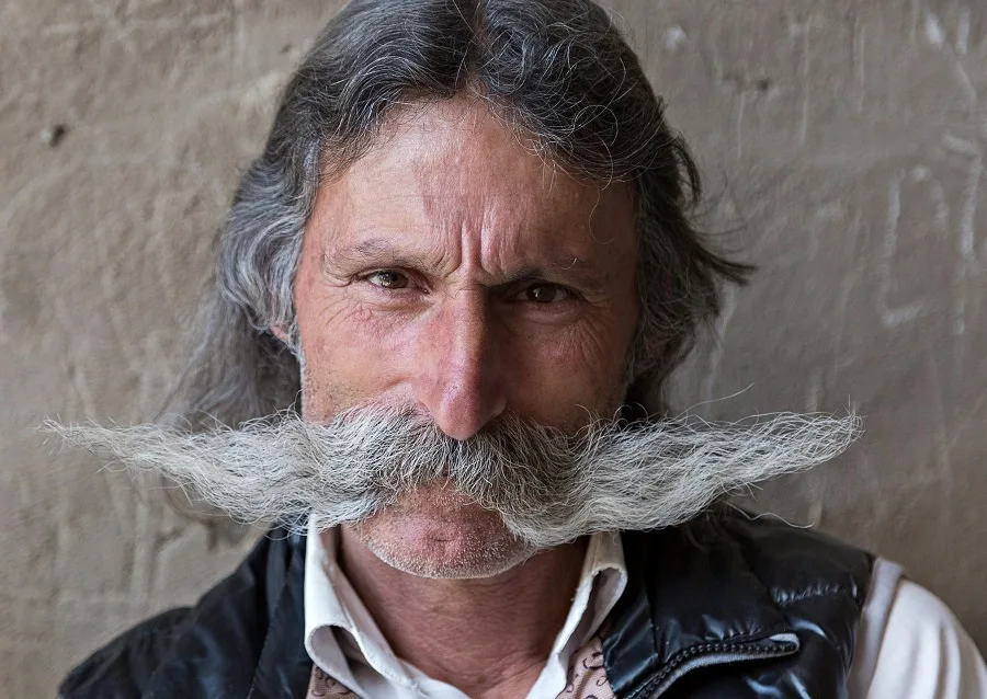 long grey mustache