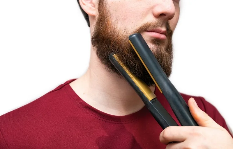 straightening beard with heated tools