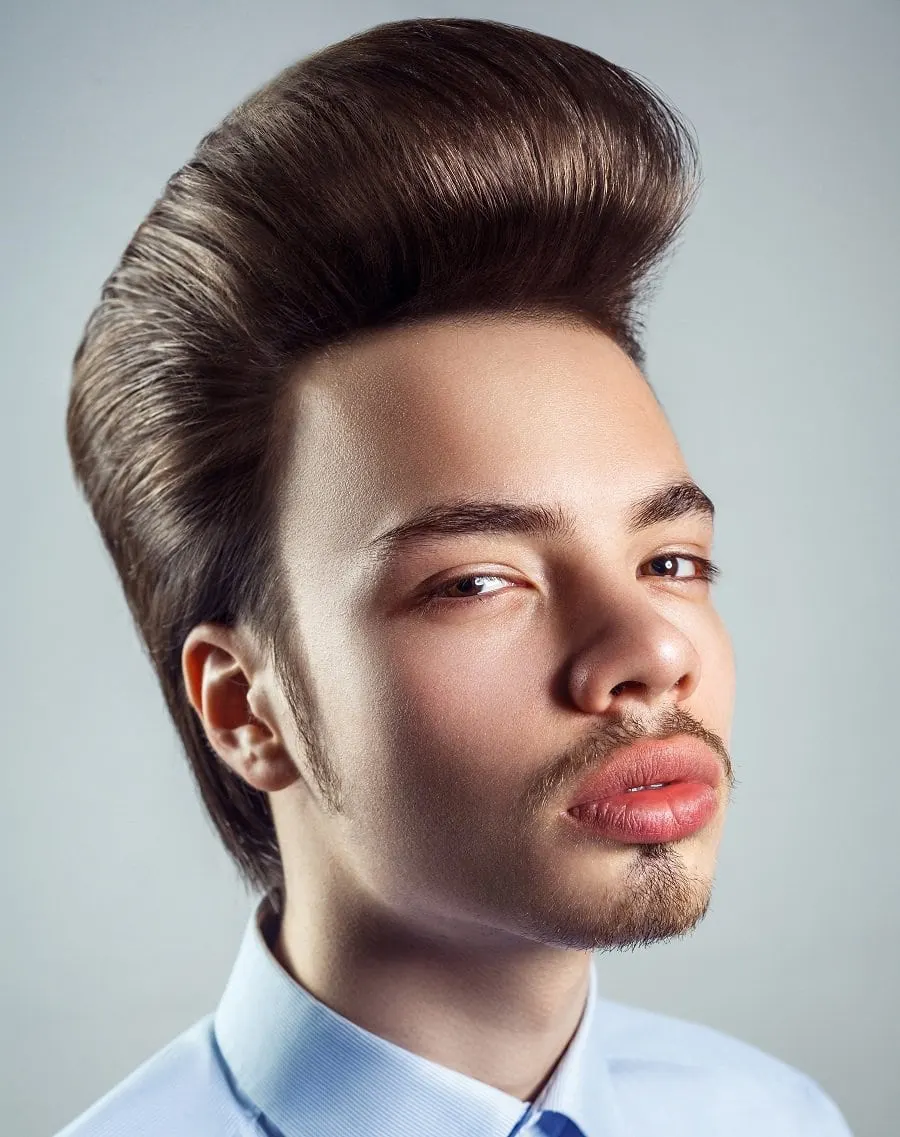 Asian pompadour hairstyle with beard