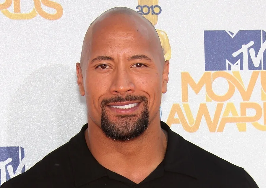 Bald Celebrity Dwayne Johnson With Goatee Beard