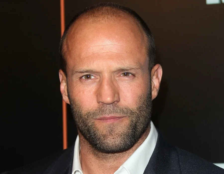 Bald Celebrity Jason Statham With Stubble Beard