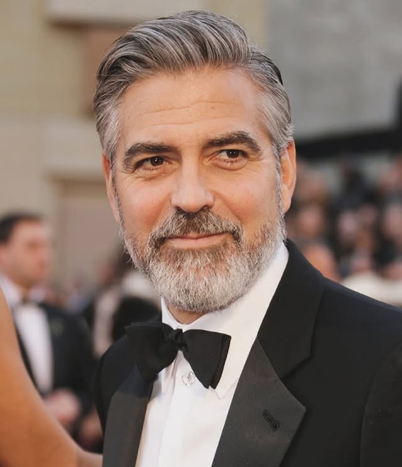 Celebrity George Clooney With Short Salt and Pepper Beard