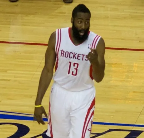 James Harden with long beard in Houston Rockets