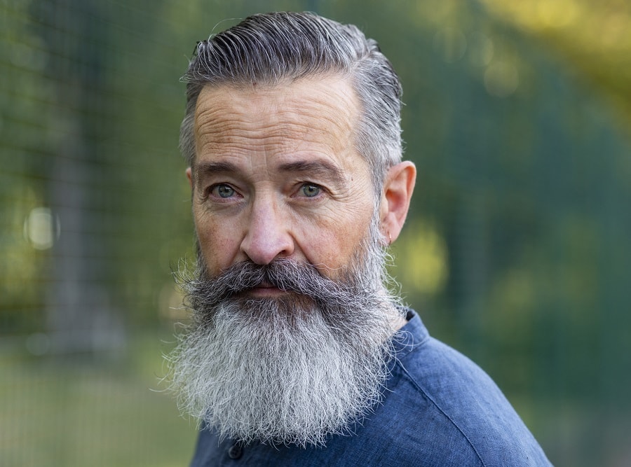 Hungarian mustache with grey beard