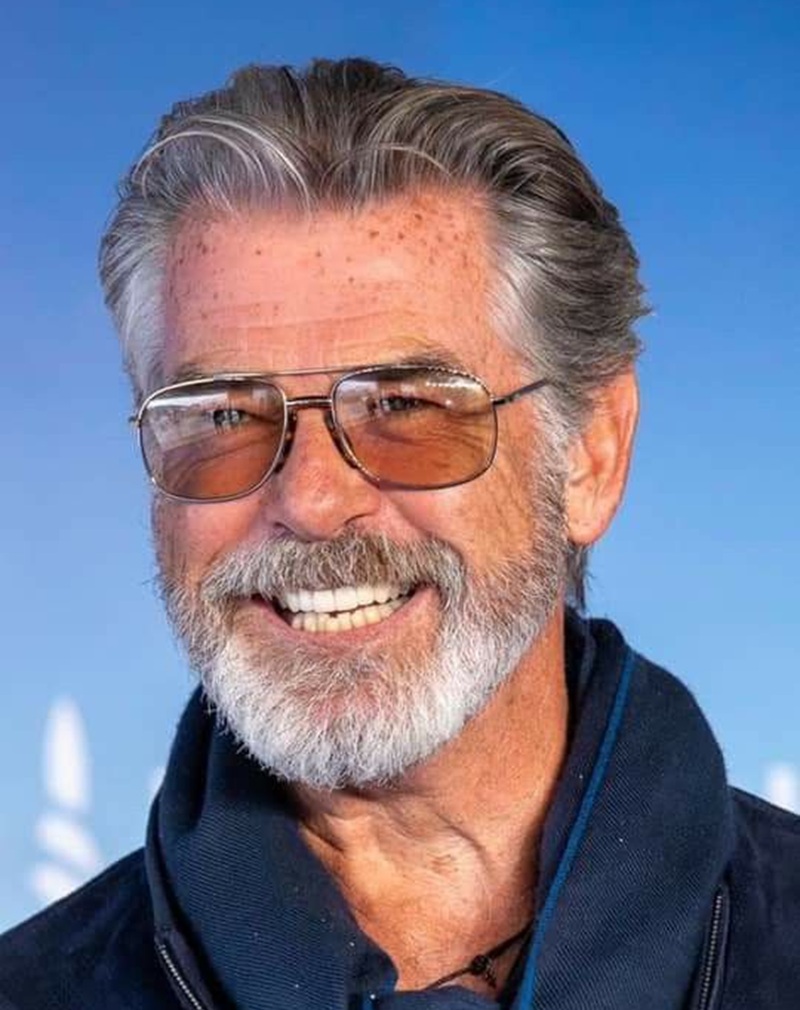 Pierce Brosnan With Thick Salt and Pepper Beard