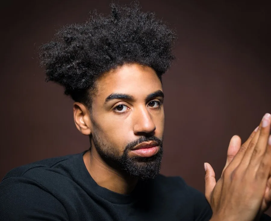 afro hair with boxed beard