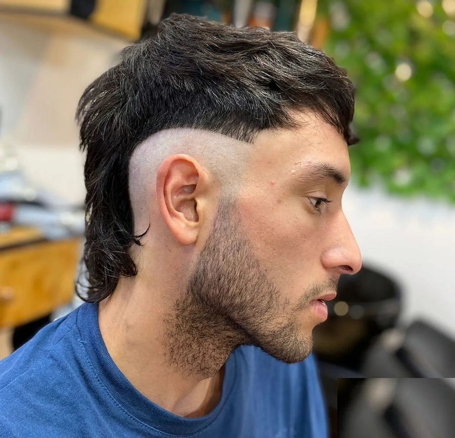 Bald Fade Mullet With Beard 