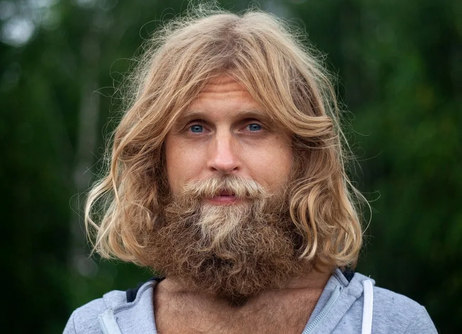 blonde Hungarian mustache with messy beard