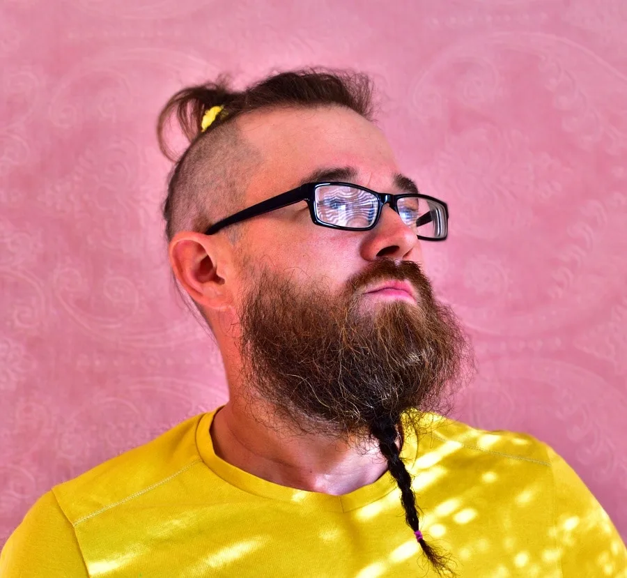 braided beard for men with glasses