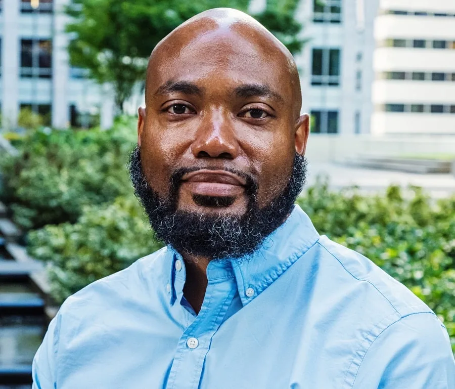 curly beard for black bald men