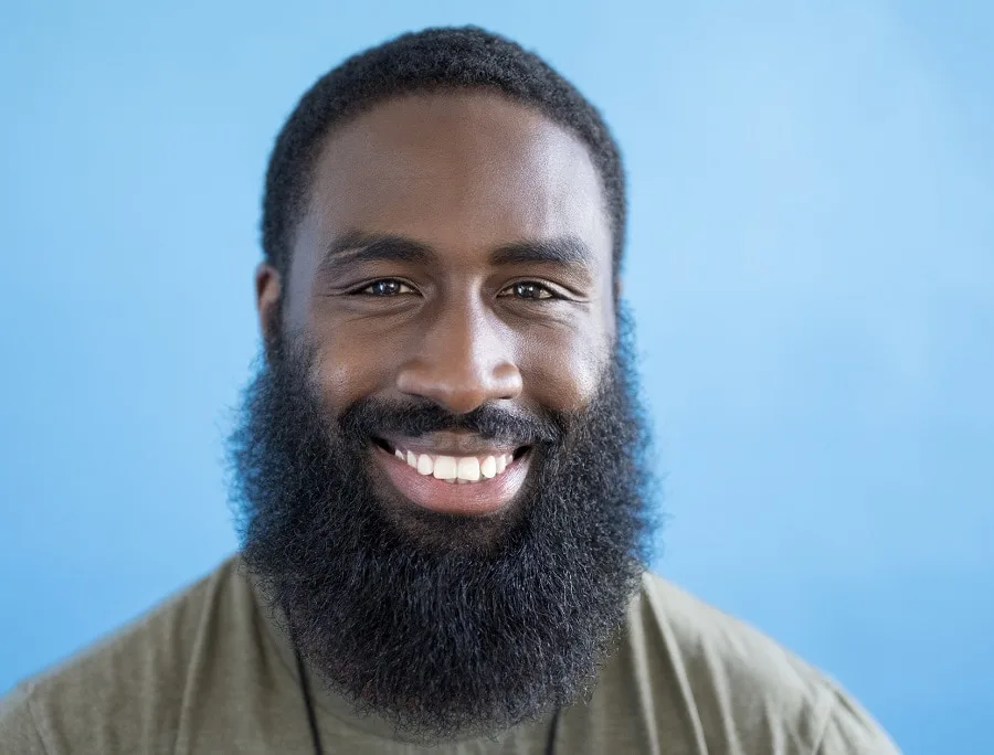 curly black hair with garibaldi beard