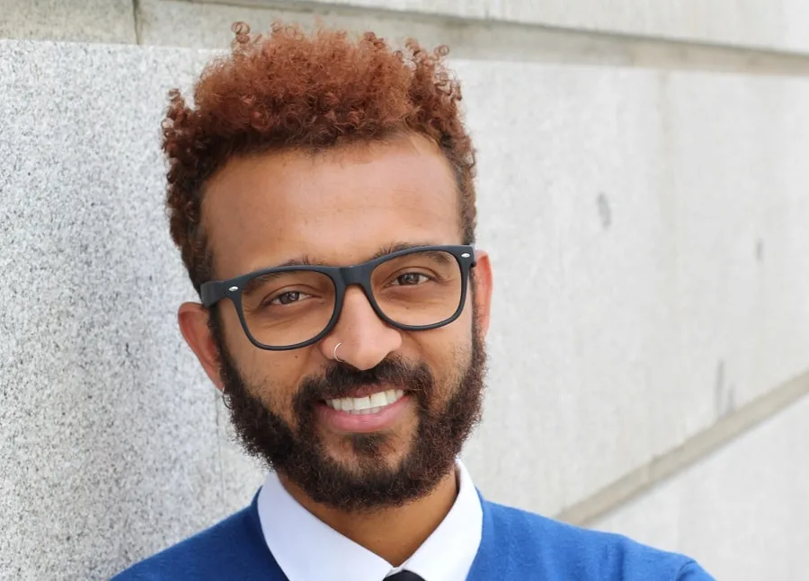 curly brown hair with curly beard