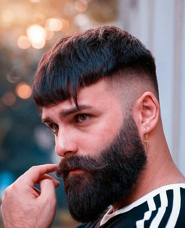 edgar cut with beard and mustache