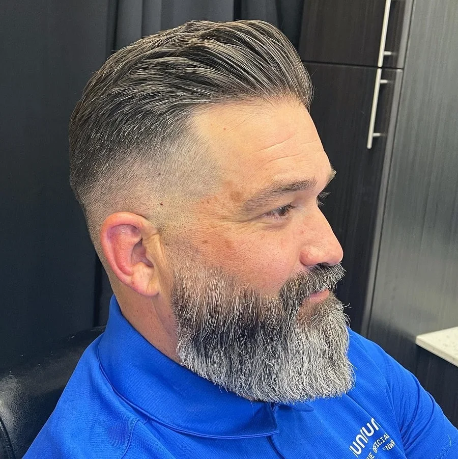 fade hairstyle for older men with beard