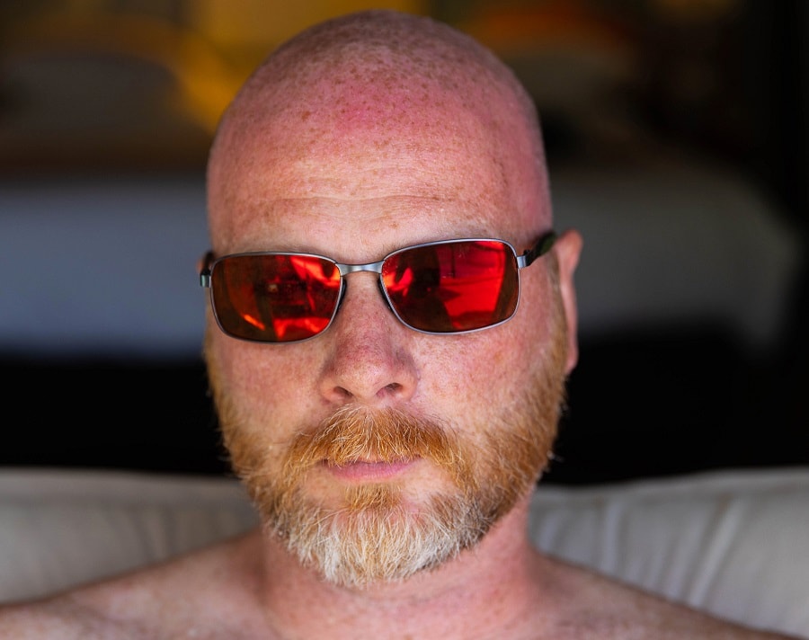 ginger beard for round face and bald head