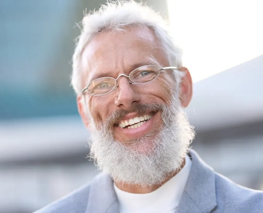 grey beard for men with glasses