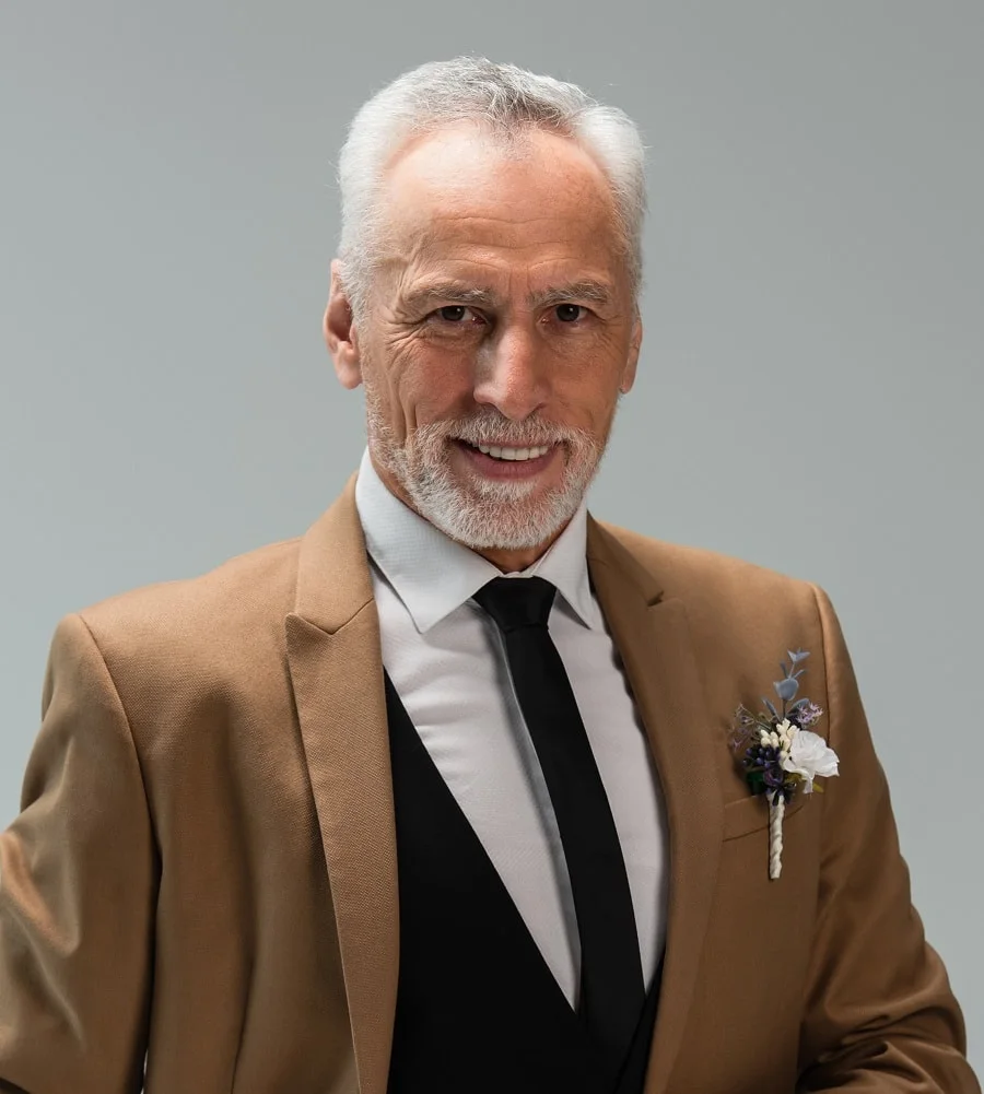 grey beard style for men in wedding