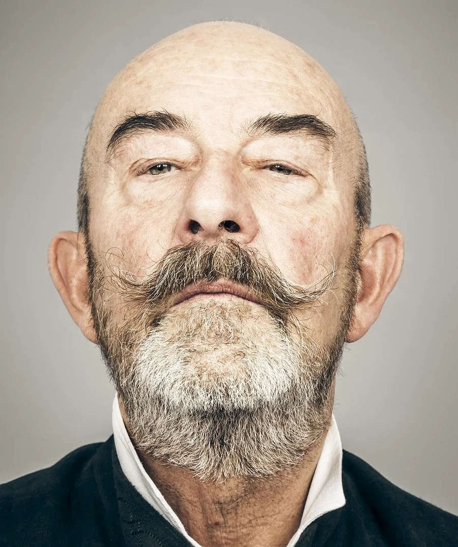grey beard with mustache for bald men