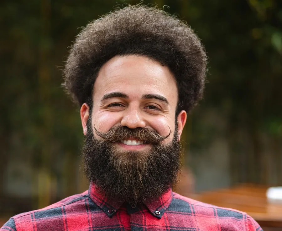 handlebar mustache with bushy beard