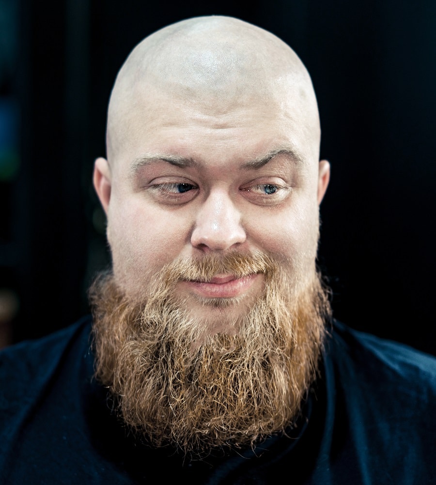 logn beard for round face and bald head