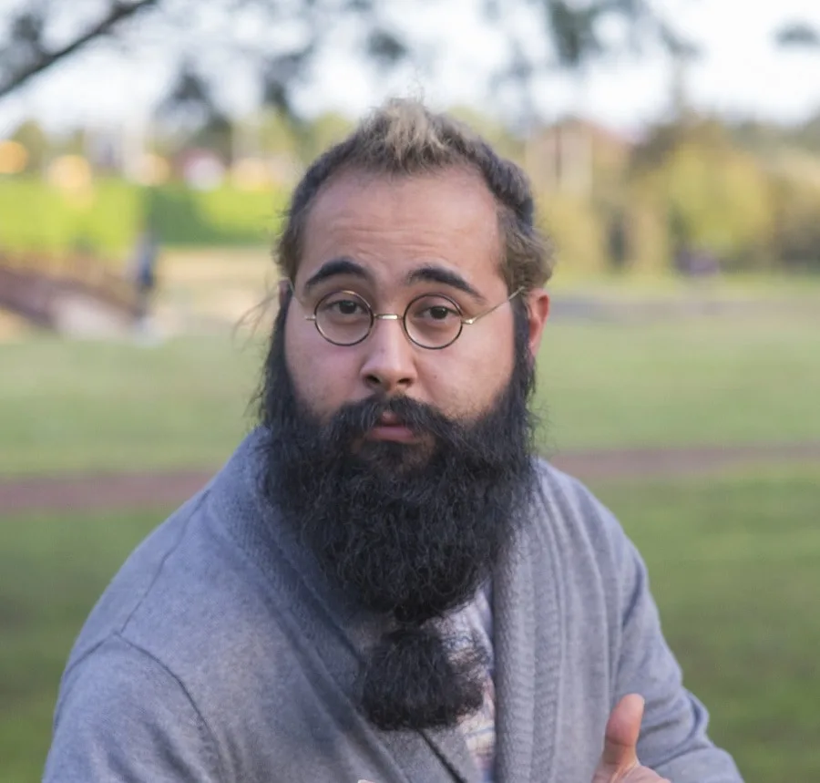 long beard for men with glasses