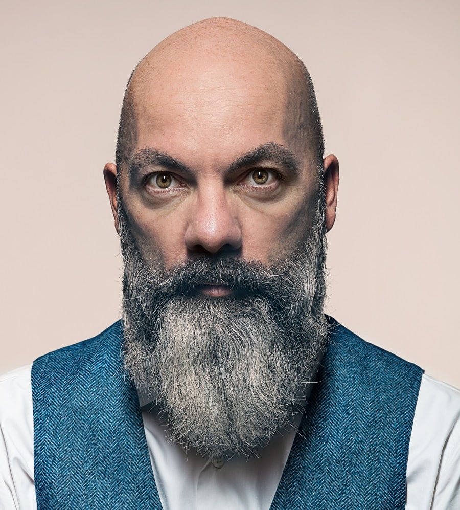 long grey beard for bald head