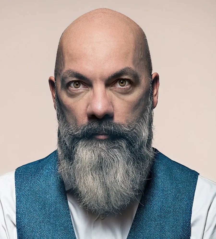 long grey beard for bald head