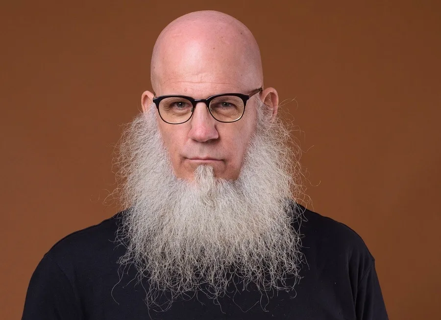 long grey beard without mustache for bald men