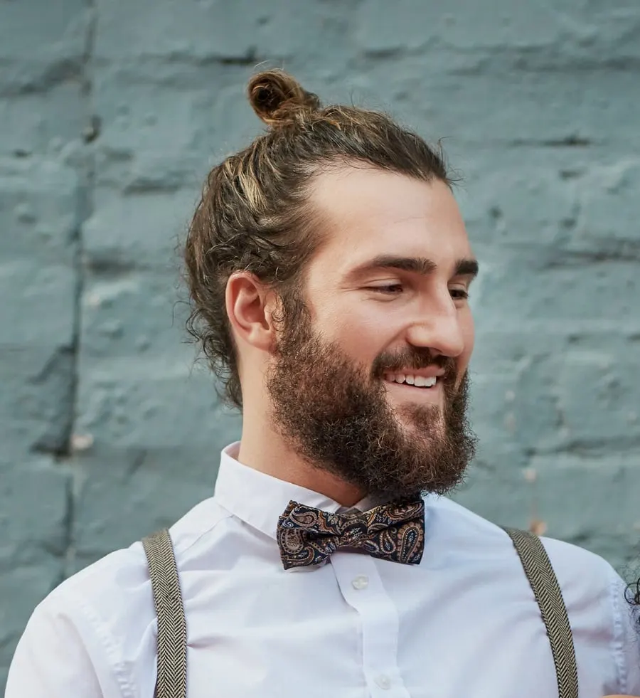 long hair and beard for men in wedding