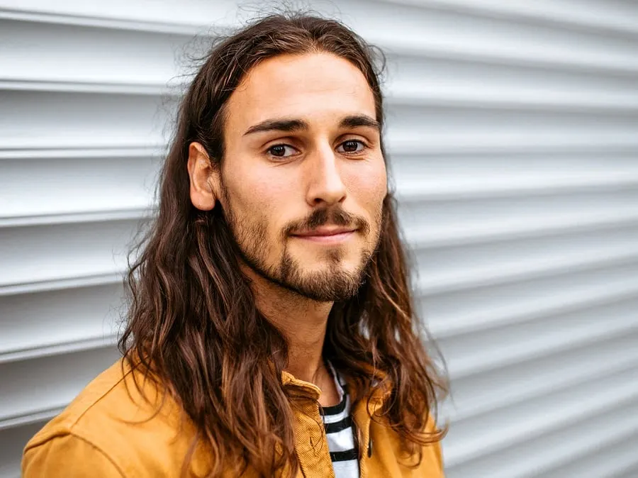 long hair with beard for diamond face