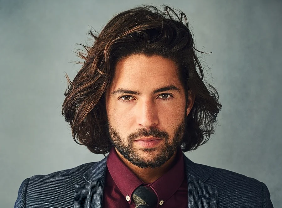 long hair with corporate beard