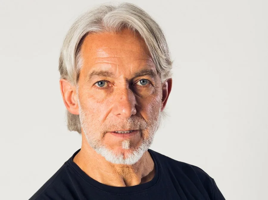 long hair with short grey beard