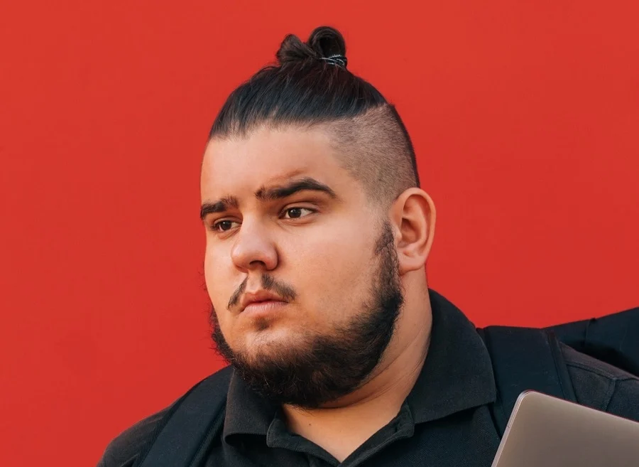 man bun with beard for fat guys