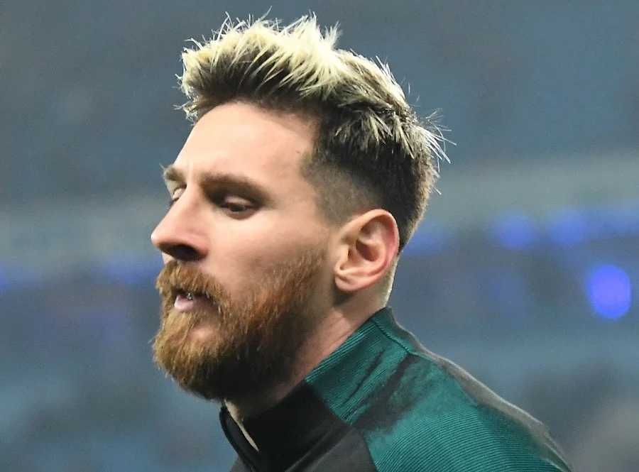 messi with blonde hair and beard
