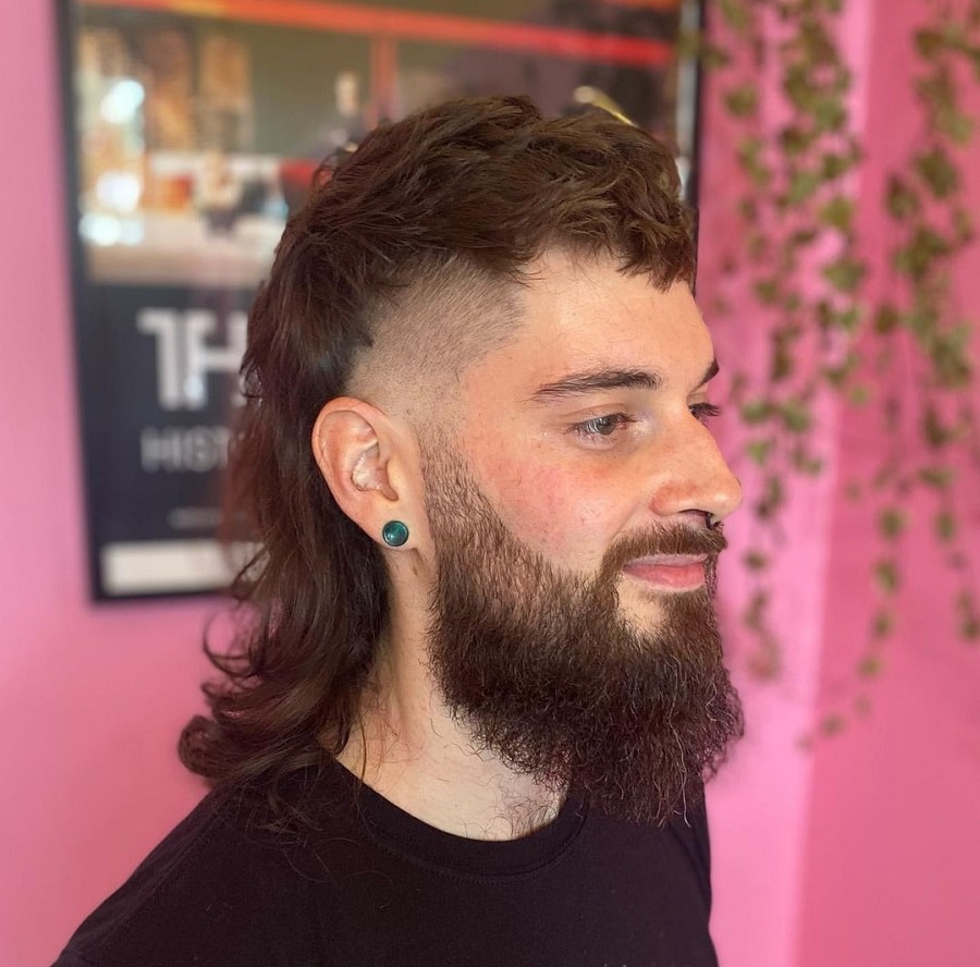mullet haircut with full beard