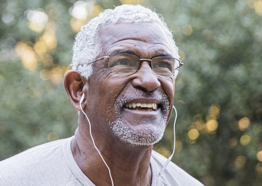 older black men with short curly hair and goatee beard