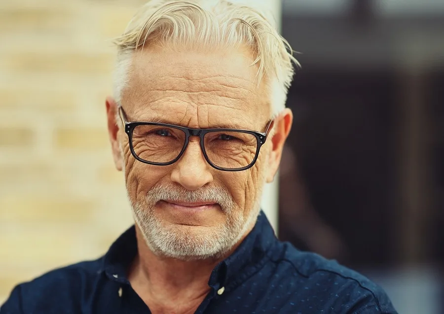 older men hairstyle for fine hair with short beard