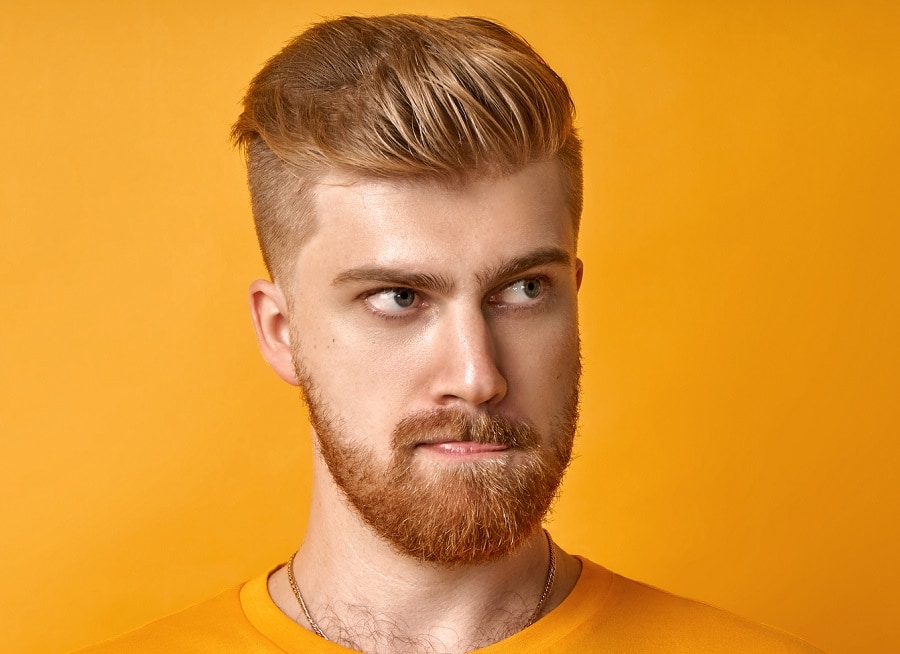 pompadour hairstyle with red beard